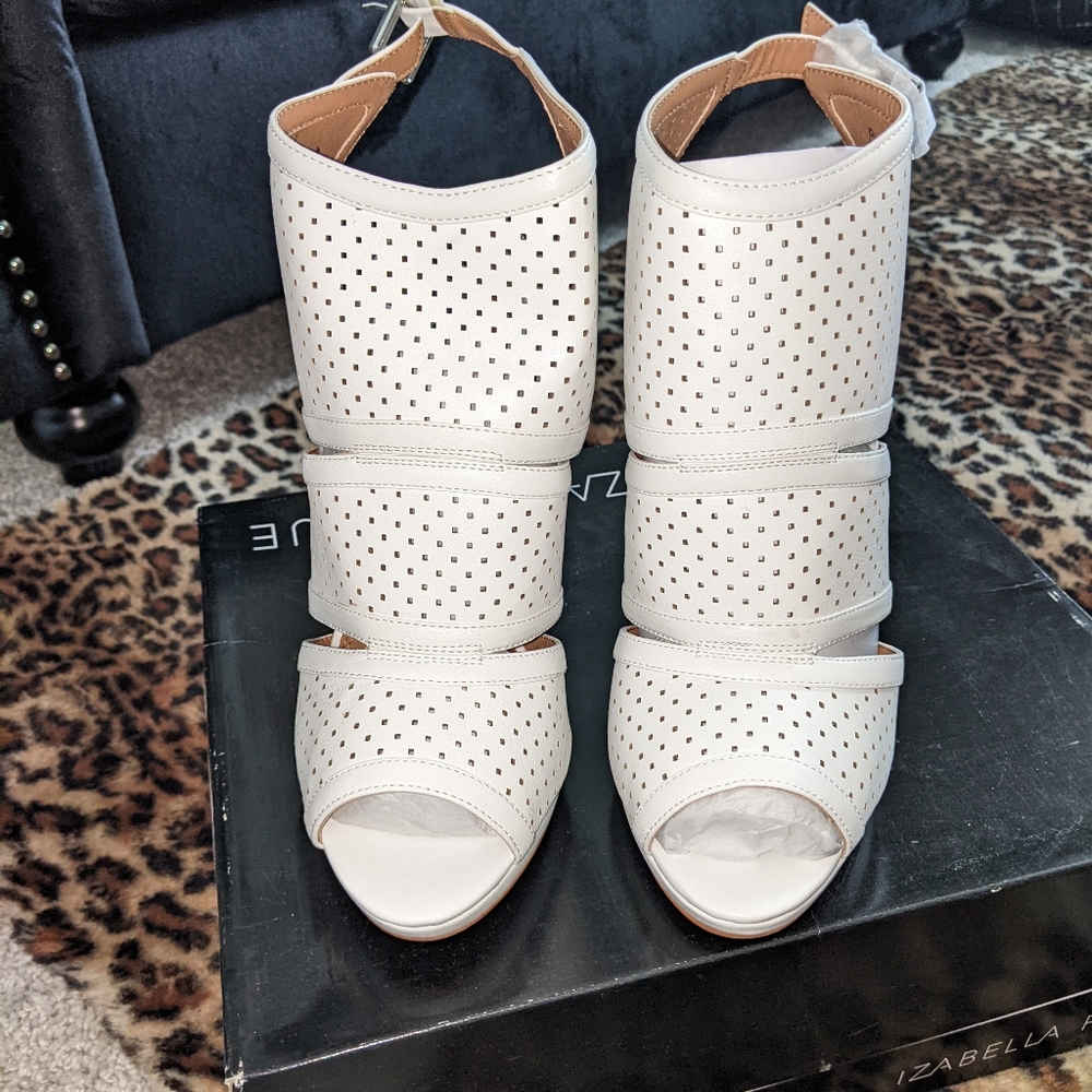 White heeled sandals